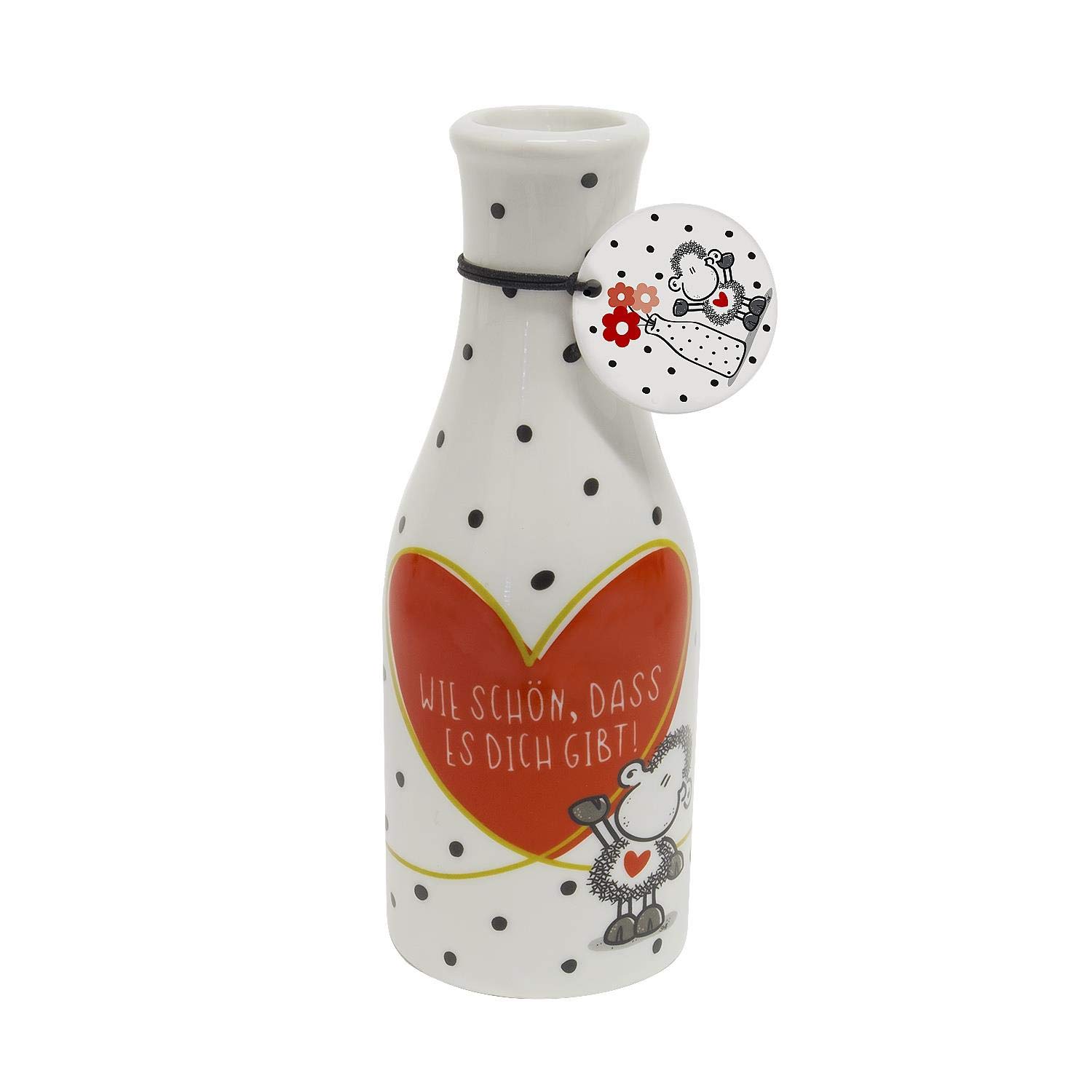 Sheepworld 46220 Vase with Motif Print "Wie schön, DASS ES Dich gibt! with Gift tag