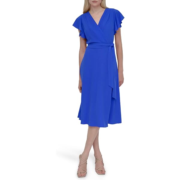DKNY Womens Faux Wrap Dress, Midnight NVY, 4 at Amazon Women's Clothing  store