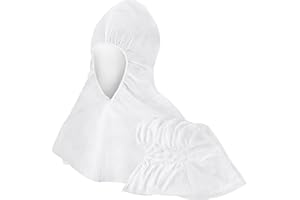 Yahenda 20 Pcs Disposable Hood Caps Spray Socks Opening Dust Hood with Elastic Edge, Unisex Adult Painters Mask Protecting Hair, Face, Head, Neck, Shoulders from Paint Over Spray, Dust White