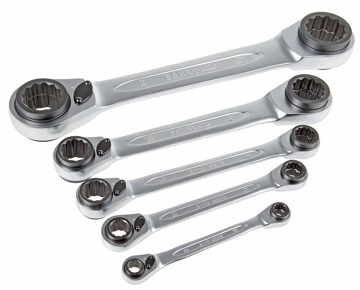 Bahco BAHS4RM5T 8 - 36 mm Reversible Ratchet Spanner (Set of 5)