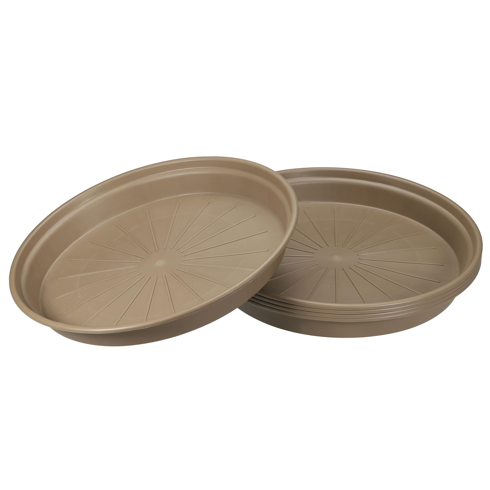 M METERXITY 5 Pack Planter Saucers - Plastic Plant Tray Flowerpot Drip Trays Round Apply to Outdoor/Garden (12 Inch/ 30.5cm, Dark Brown)