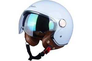 BEON Open Face Motorcycle Helmet for Adults, DOT Approved,3/4 Retro Vespa Helmet, Dual Visors Men's and Women's Motorbike Casco for Moped Cruiser Bobber and Chopper