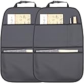 pefirst Kick Mat Back Seat Protector Waterproof Leather Car Seat Back Organizers Cover with 3 Storage Pockets for Kids Pets S