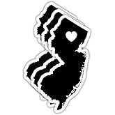 (3PCS) New Jersey Stickers NJ – State Map Heart Decal, US State Vinyl Stickers Waterproof for Tumblers, Water Bottles, Laptops, Scrapbooks, Great for New Jersey Lovers, 3" x 1.7"