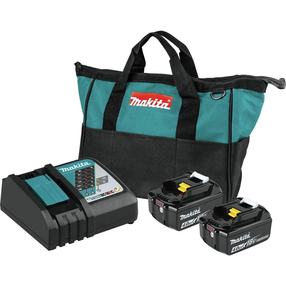 Makita BL1840BDC2 Paquete inicial de batería de iones de litio LXT® de 18 V y cargador rápido óptimo (4.0 Ah)