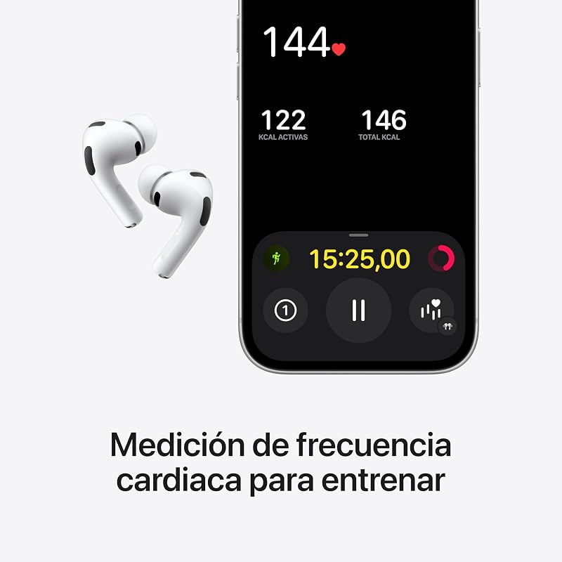 AirPods Pro 3 Auriculares inalámbricos con cancelación Activa de Ruido, medición de frecuencia Cardiaca, Auriculares Bluetooth, Audio Espacial, Sonido de Alta fidelidad y Carga por USB-C