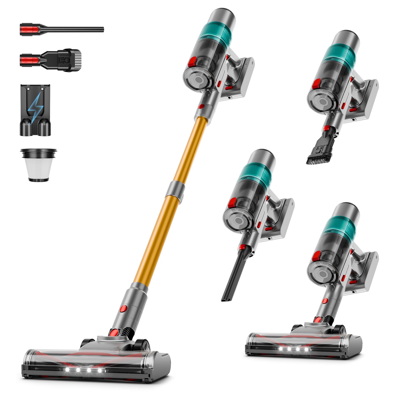 Photo 1 of Clinkal Cordless Vacuum Cleaner: 40KPA Powerful Suction Cordless Stick Vacuum Cleaners for Home, Anti-Tangle Brush, Lightweight, 6-in-1 Rechargeable Vacuum for Pet Hair/Carpet/Hard Floor(Green)