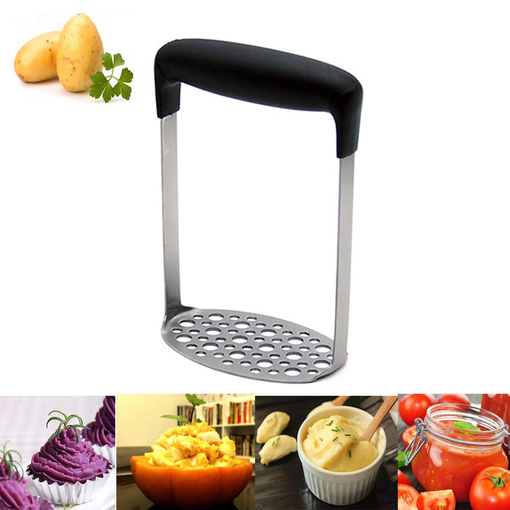 Yolococa Potato Masher Crusher Stainless Steel Metal Cookware Food Press for Fruit and Vegetable