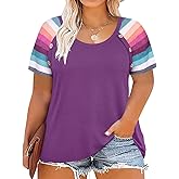 TIYOMI Plus Size Tops for Women Round Neck Square Neck T Shirts Summer Casual Short Sleeve Tunic Blouses XL-5XL