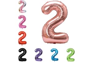 YPSELECTED 40 Inch Large Foil Helium Number Balloon Birthday Wedding Party 0-9 (Rose Gold, 2)