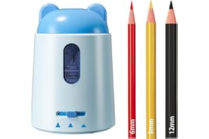 ZMOL Electric Pencil Battery Operated Cute Colored Pencils Sharpener Portable Pencil Roller Battery Powered Electric Pencil Sharpener Plug in for 6-12mm Jumbo Pencils Kids Home