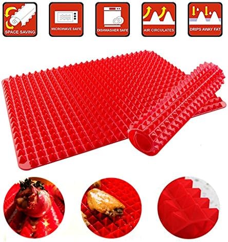 Baking Mat, Non Stick Silicone Pyramid Surface Coking Mat (Red)