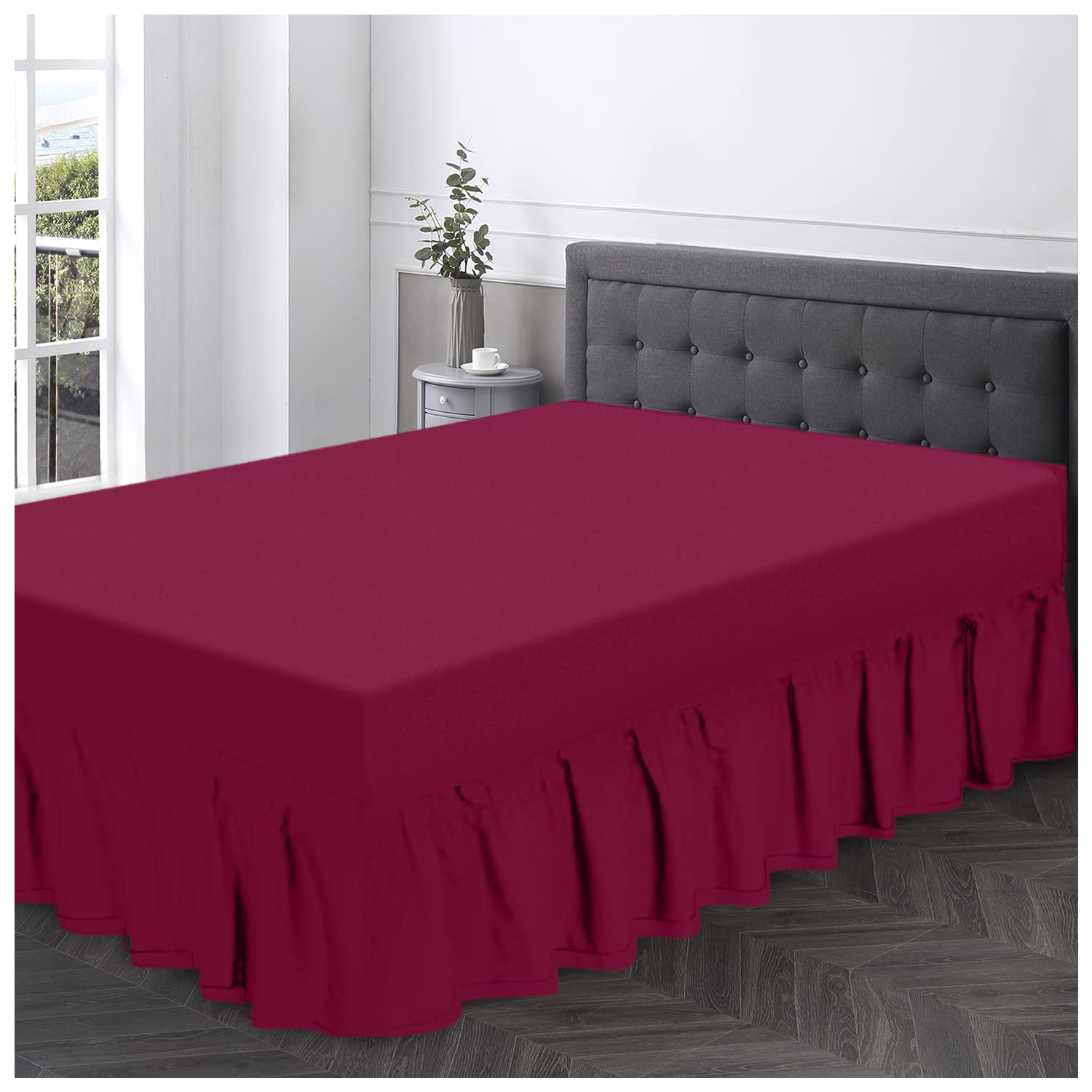 Gaveno Cavailia Super Soft Plain Dyed Diamond Base Valance Sheet [ King - Fuchsia ]