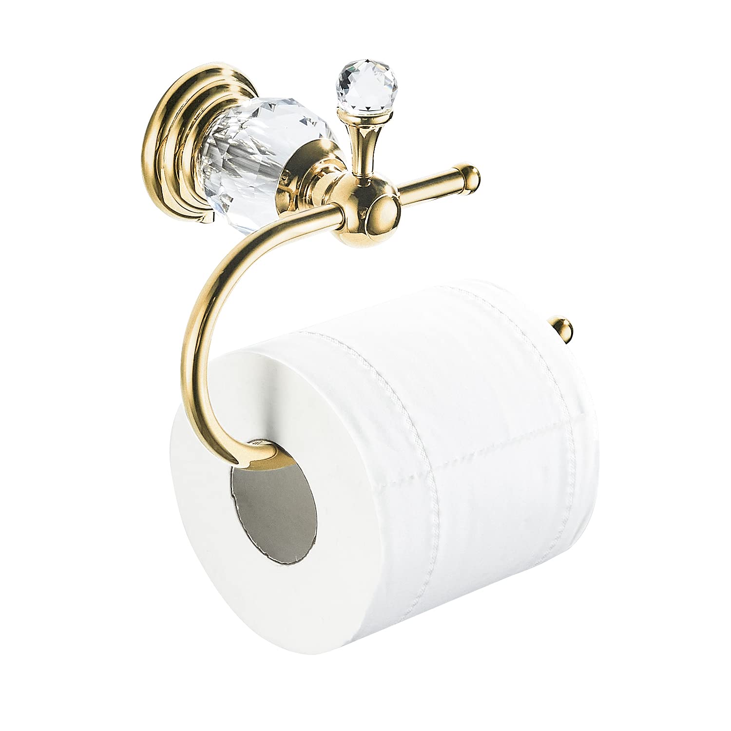 WOLIBEER Polished Gold Toilet Paper Holder, Brass Crystal Tissue Holder ...