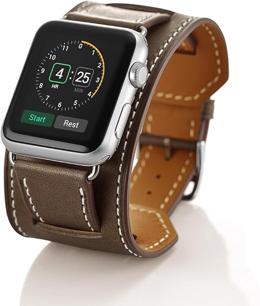 Vanctec Compatible Apple Watch StrapiWatch Straps 42mm 44mm Genuine Leather Strap iPhone Smart