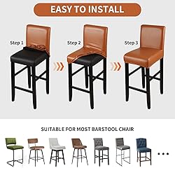 YISUN Bar Stool Covers, Stretch Waterproof PU Bar