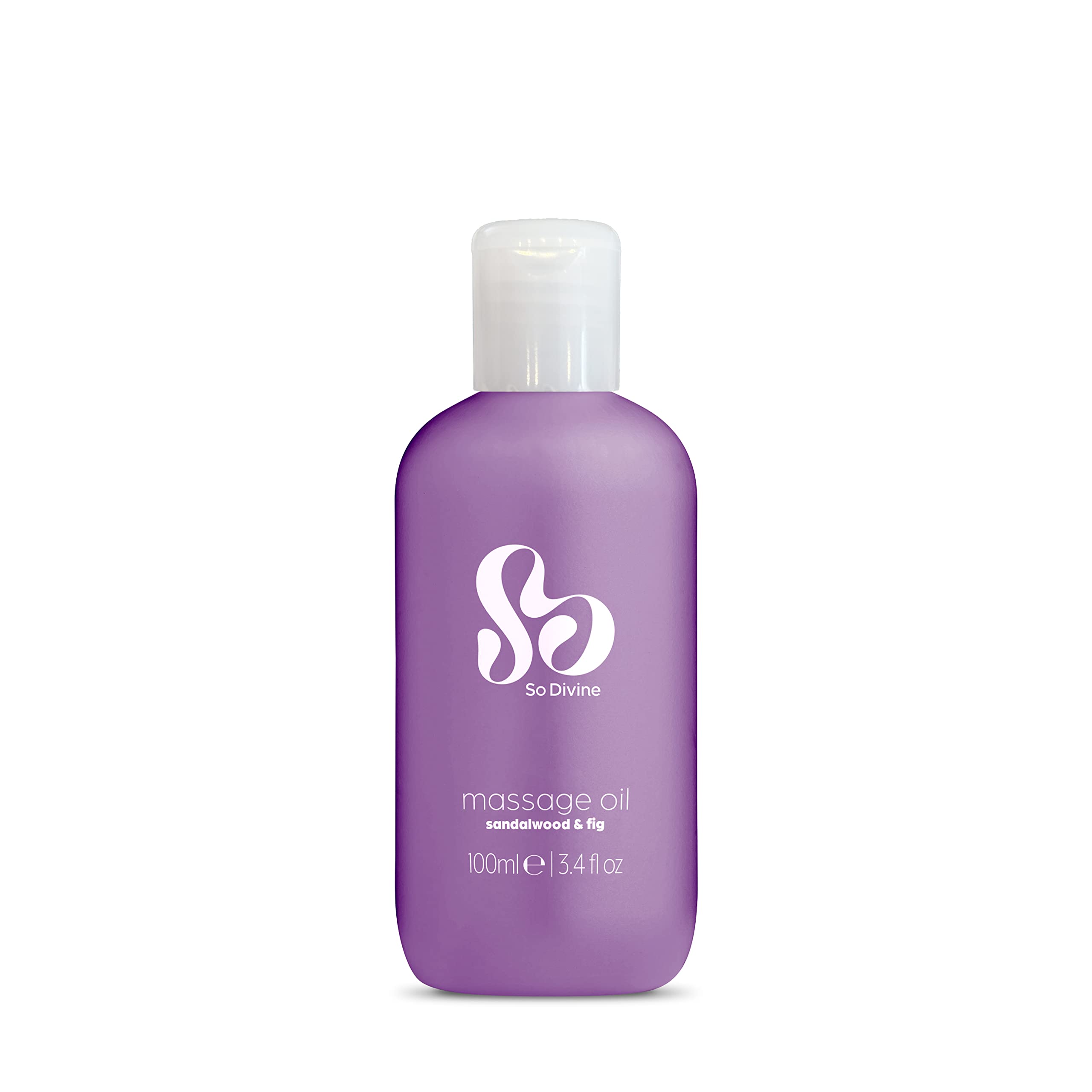 So Divine Sandalwood & Fig Sensual Massage Oil 100ml Bottle. Vegan & Paraben Free, Naturally Scented Body Massage Oil for Couples and Intimate Moments