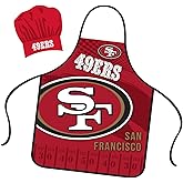 Mojo Licensing San Francisco 49ers Apron Chef Hat Set Full Color Universal Size Tie Back Grilling Tailgate BBQ Cooking Host