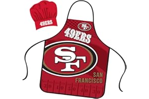 Mojo Licensing San Francisco 49ers Apron Chef Hat Set Full Color Universal Size Tie Back Grilling Tailgate BBQ Cooking Host