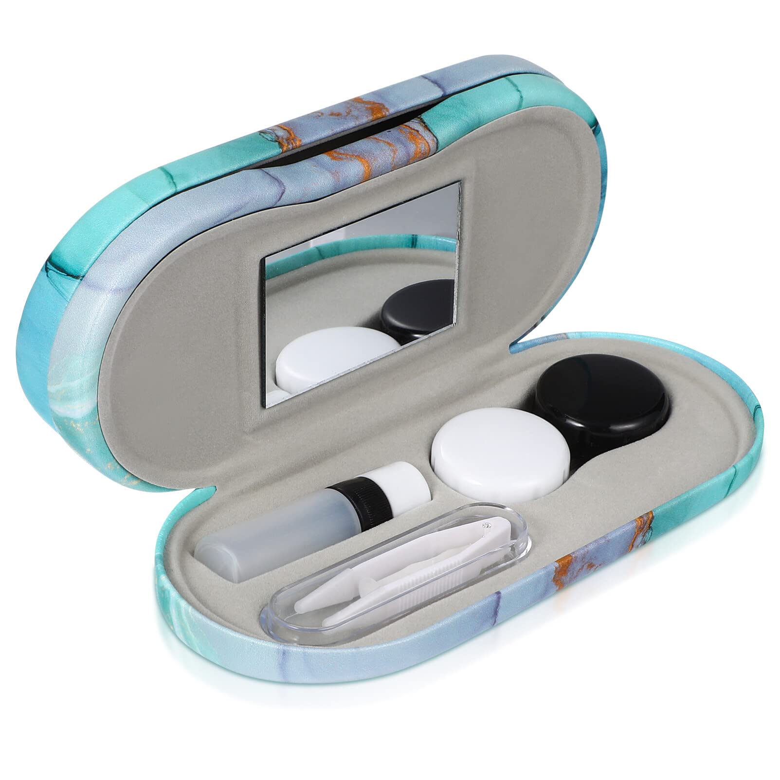 Healvian Multi-Use Glasses Case with Mirror Double Layer Portable Pu and Lens Holder for Travel and Household Storage