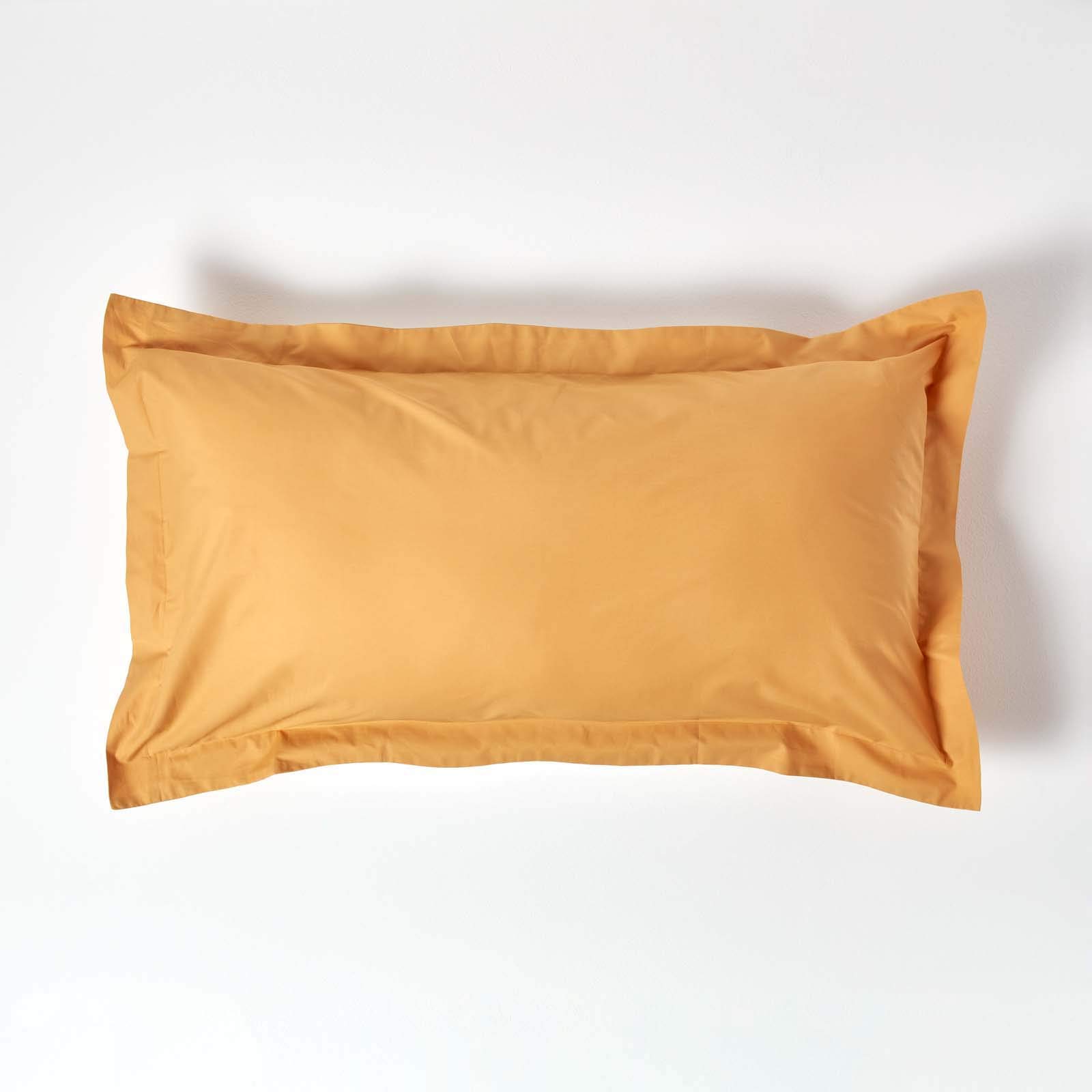 HOMESCAPES Mustard Yellow Pure Egyptian Cotton King Size Oxford Pillowcase 200 TC 400 Thread Count Percale Equivalent Pillow Case