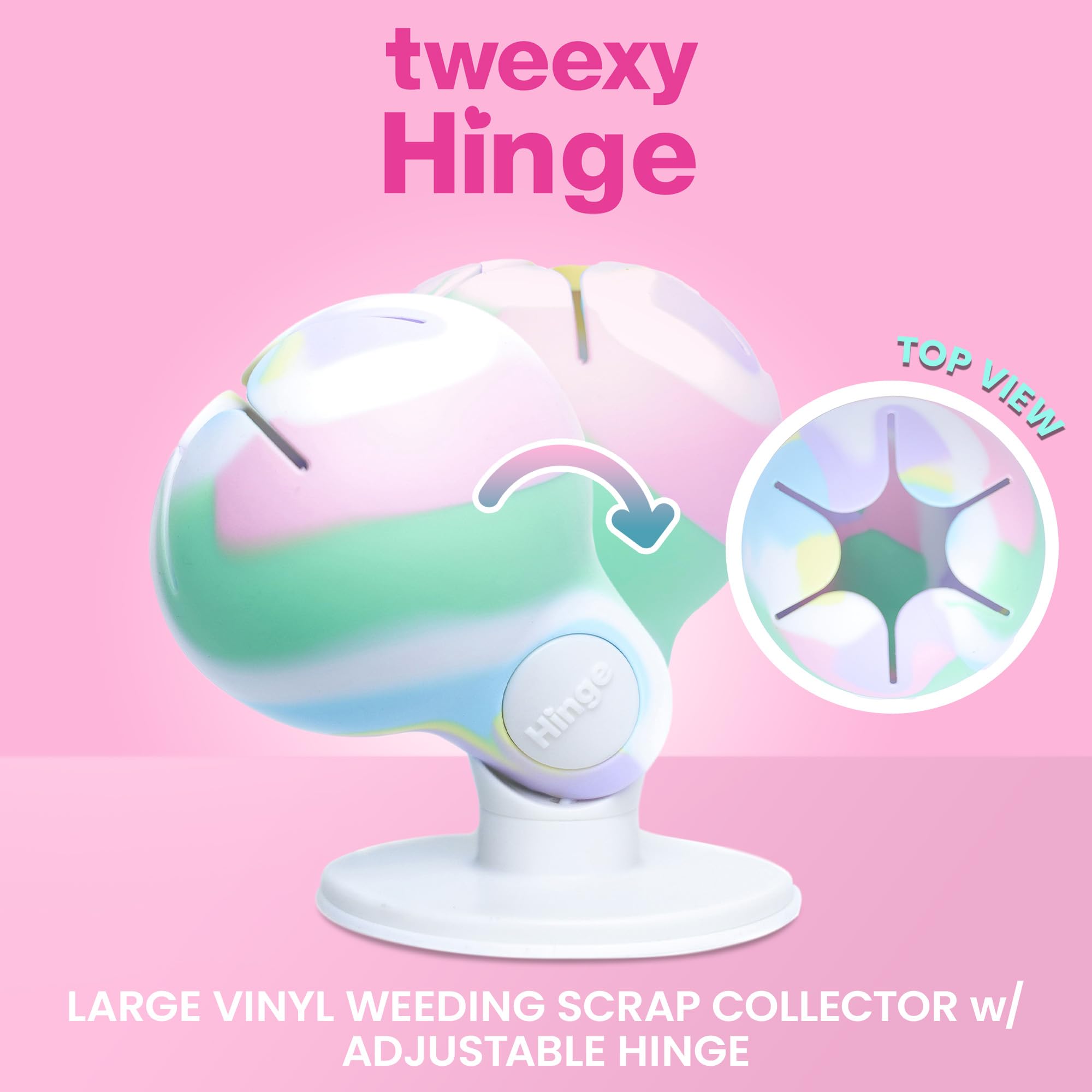 Tweexy Hinge Untippable Vinyl Weeding Scrap Collector | IntelliStick Anti-Spill Airlock Suction | HTV Crafting Adhesive Paper Sheet Holder | Tools for Vinyl (Large, Unicorn)