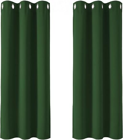 Deconovo Room Darkening Curtains 2 Panels Eyelet Green Thermal 42x54 in