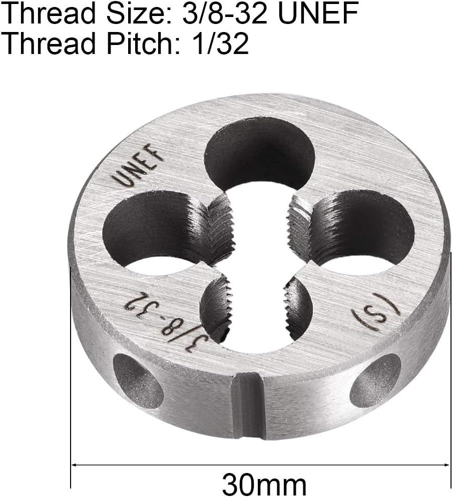sourcing map 3/8-32 UNEF Round Die, Machine Thread Right Hand Threading Die, Alloy Tool Steel Screw Thread Cutting Die - Image 3