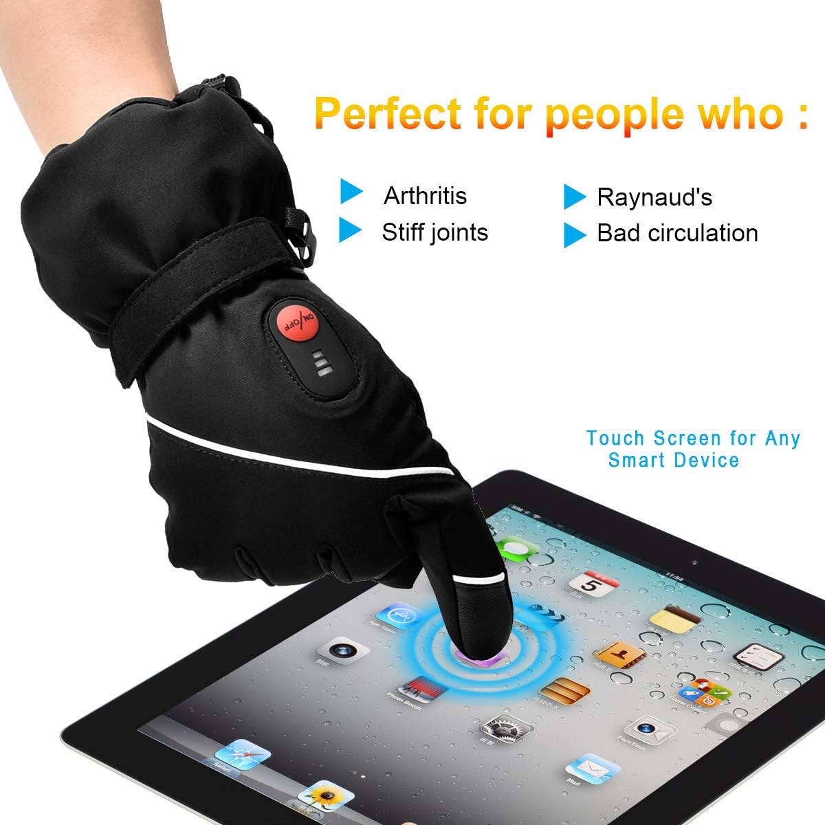 Upgraded Heated Gloves for Men Women,Electric Ski Motorcycle Snow Mitten Glove Arthritis: Clothing
