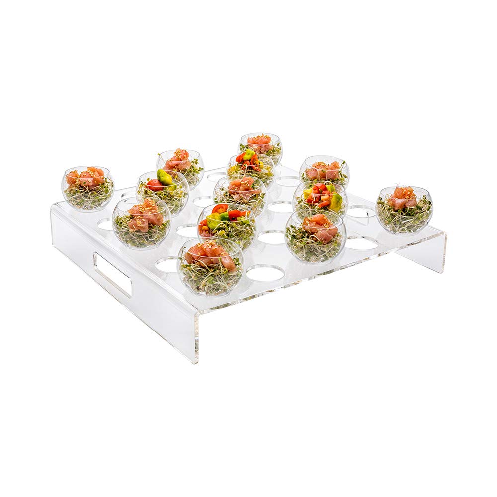 Restaurantware Clear Tek Clear Acrylic Appetizer Cups Serving Tray - 25 slots - 1ct Box -