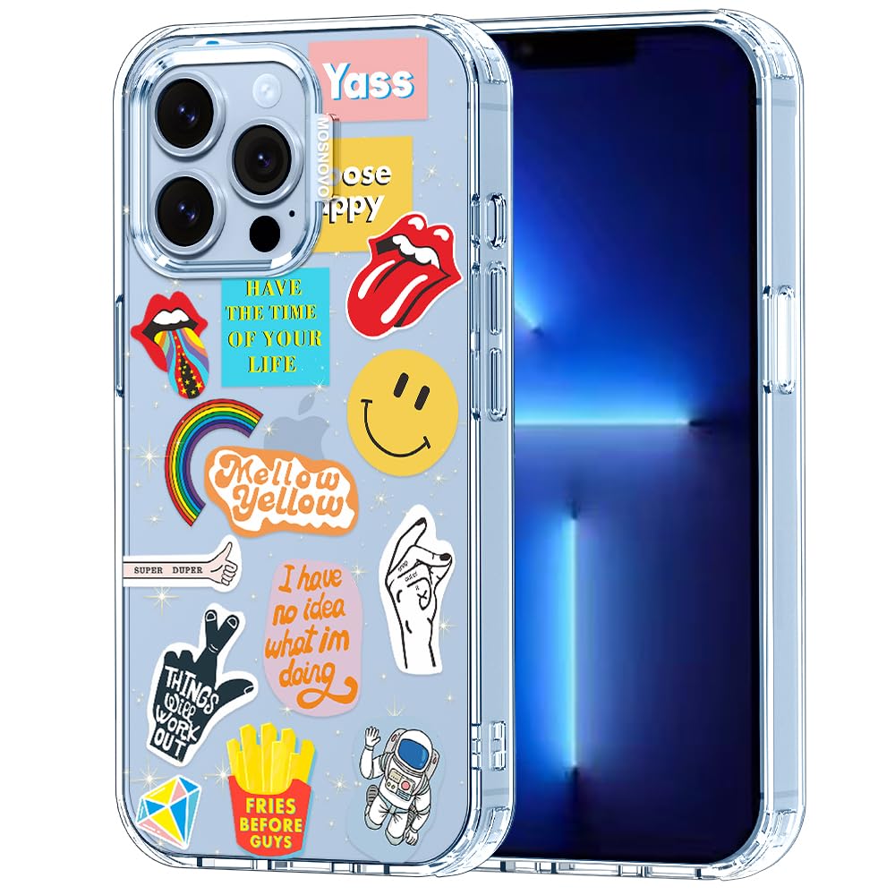 MOSNOVO Case for iPhone 13 Pro, [Buffertech 6.6ft Military-Grade Drop Protection] [Anti Peel Off Tech] Clear TPU Bumper Phone Case Cover Design - Pop Culture — image 1