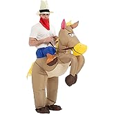 HIYAPATY Inflatable Horse Costume Cowboy Rider Adult Size Halloween Party Outfit