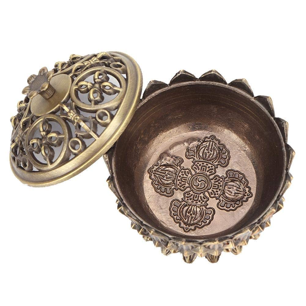 Coil Incense Burner,Vintage Lotus Shape Alloy Incense Cone Holder Incense Stick Holders with Lids Ornaments Crafts,Incense Censer Burner Holder for Yoga/Meditation Room Or Home Decor