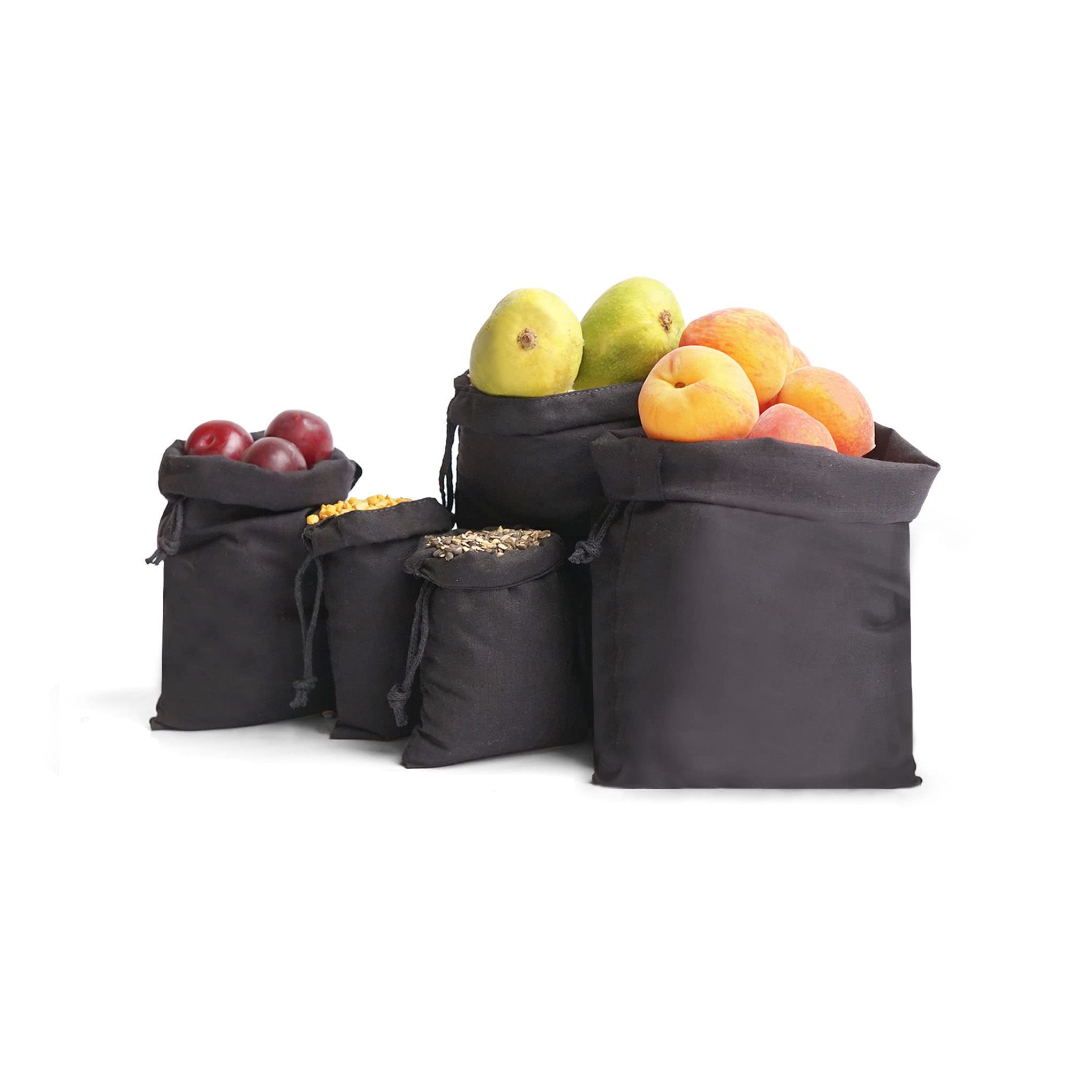 BigLotBags Cotton Muslin Bags, Single Drawstring Premium Quality Eco Friendly Black Reusable Muslin Bags. Pack of 100. (8x10 Inches)