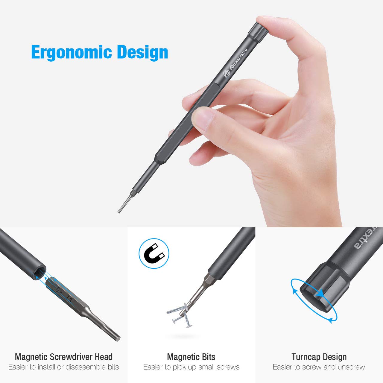 Powerextra Juego de Destornilladores de Precisión herramienta de Reparación de precisión magnética 24 en 1 con caja Reparación para teléfono inteligente Tableta PC Computadora portátil Gafas Relojes