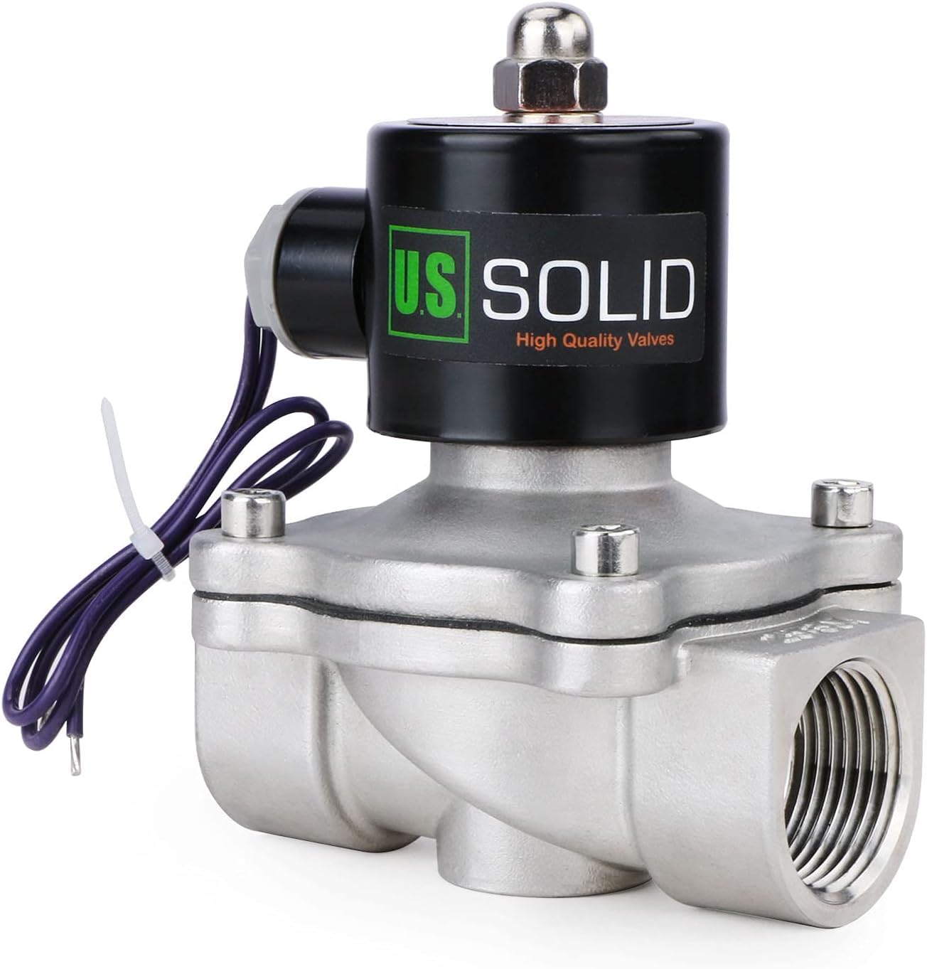 1" Stainless Steel Electric Solenoid Valve 12V DC G Thread N.C. Air Water Fuel VITON