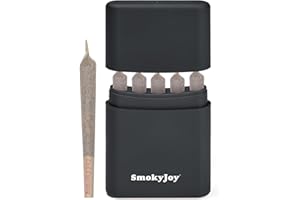 SMOKYJOY Smell Proof Cigarette Holder Case, 5-Hole Joint Holder Pre Roll Case, King Size Pre Rolled Cone Storage Box Container, Black