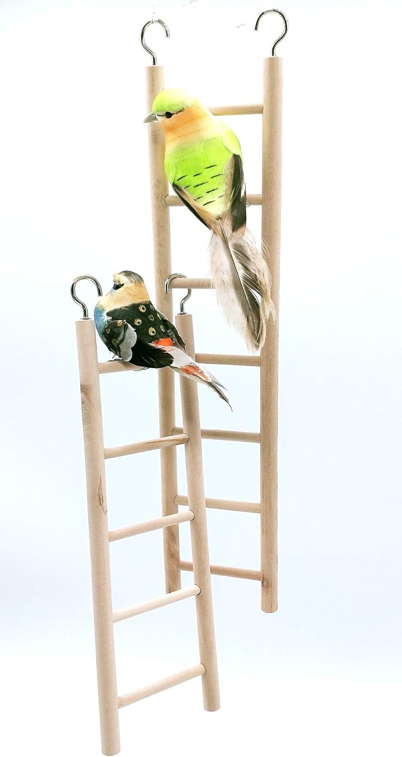 LWINGFLYER 2pcs Wooden Ladder for Bird Parrot Ladder Climbing Toy Birdie Basics (5 Step & 7 Step) : Pet Supplies
