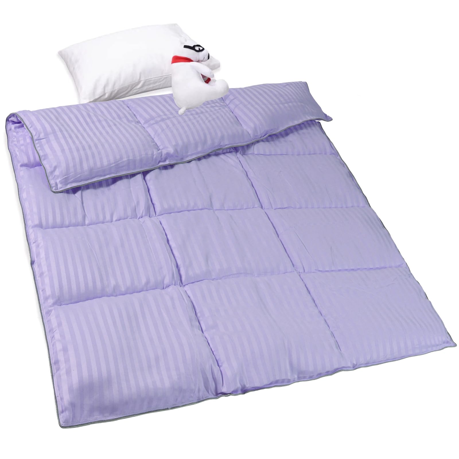 Photo 1 of ZPECC Toddler Down Alternative Comforter, 39x47 Hypoallergenic Baby Blanket Quilt, Soft Breathable Lightweight All Season Kids Duvet Insert for Crib Stroller Cot Daycare, Purple Stripe