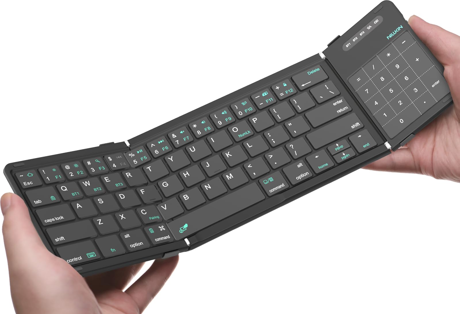 Photo 1 of Nillkin Bluetooth 5.0 Foldable Keyboard with Trackpad & Numpad, Full-Size Travel Portable Keyboard for iPad Tablet Laptop PC Smartphone Windows iOS Android, Triple Device Pairing, Black