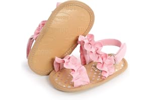 SOFMUO Baby Girls Sandals Premium Soft Sole Infant Indoor Flat Newborn Slippers Lightweight Comfort Toddler Summer Princess Dress Shoes