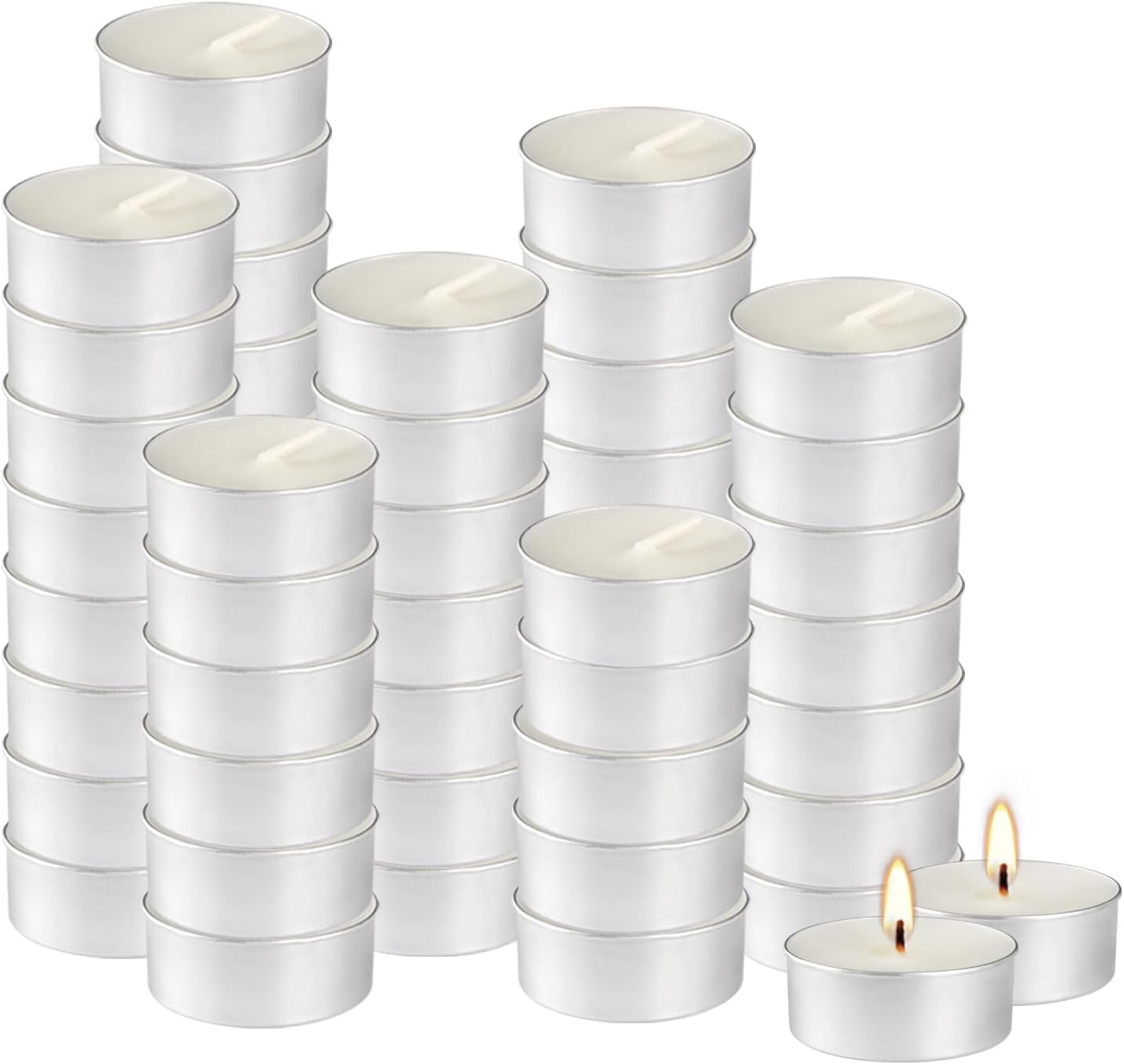 Candles & Holders - 50-Pack Tea Lights Candles,White Unscented Smokeless Votive Little Candles for Anniversaries,Wedding,Birthdays,4 Hours