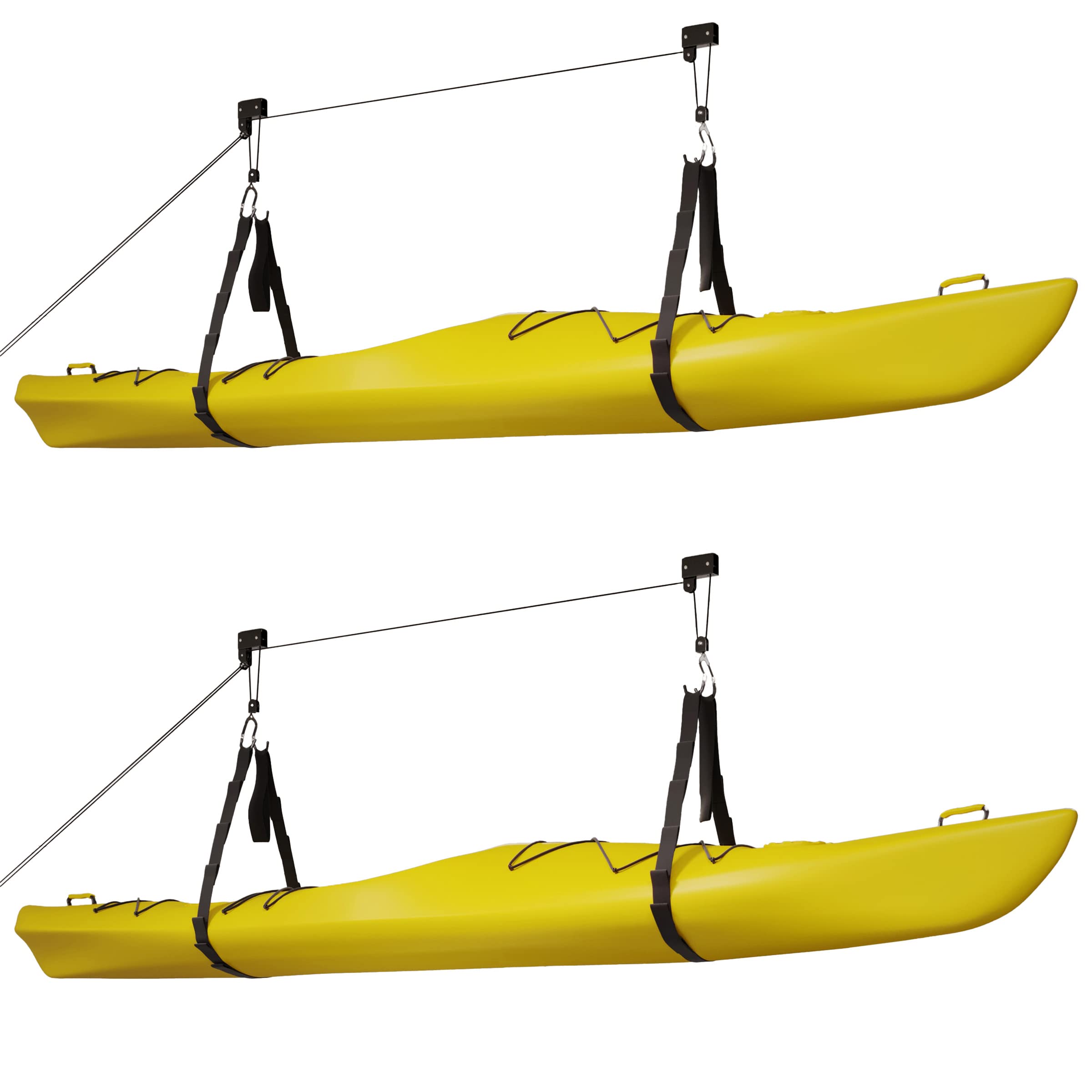 Photo 1 of RAD Sportz Kayak Hoist 2-Pack Quality Garage Storage Canoe Lift with 125 lb Capacity Even Works as Ladder Lift Premium Quality Pulley System, Black