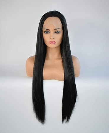 Amazon Com Ladies Black Front Lace Chemical Fiber Wig High