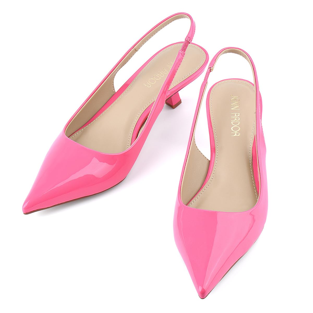 Photo 1 of JENN ARDOR Pink Kitten Heels for Women Pinted Toe Kitten Slingback Dressy Low Heeled Sandals Fashion Casual Dress Shoes Size 7.5