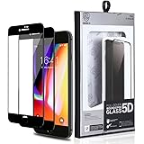 Screen Protector for Apple iPhone 7/8 Plus, 3D Full Coverage 9H Hardness Dust proofs No Fingerprint/Bubbles, HD Tempered Glass Film, 5.5-Inch, Black (2-Pack)