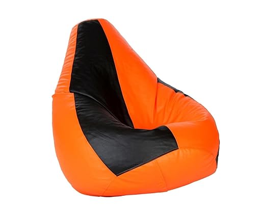 Comfy Bean Bags XXXL Bean Bag Filled with Beans Filler (Black and Orange)