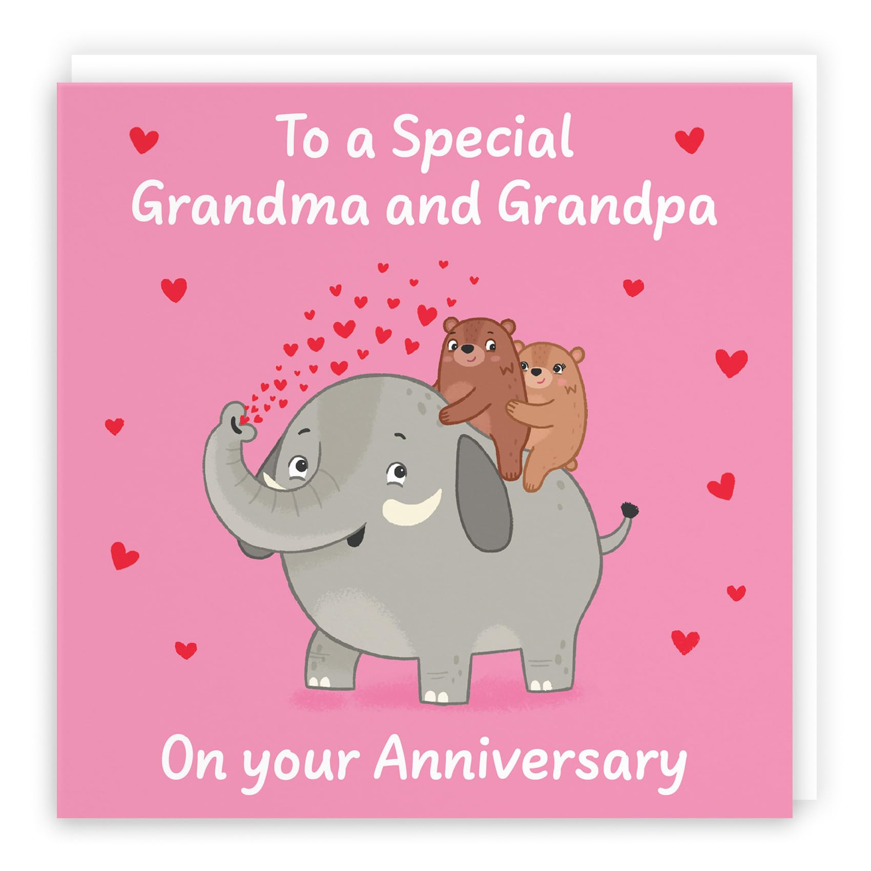 Hunts England - Cute Elephant Love Grandma And Grandpa Anniversary Card - Fun Bears Anniversary Card - Love Story Collection