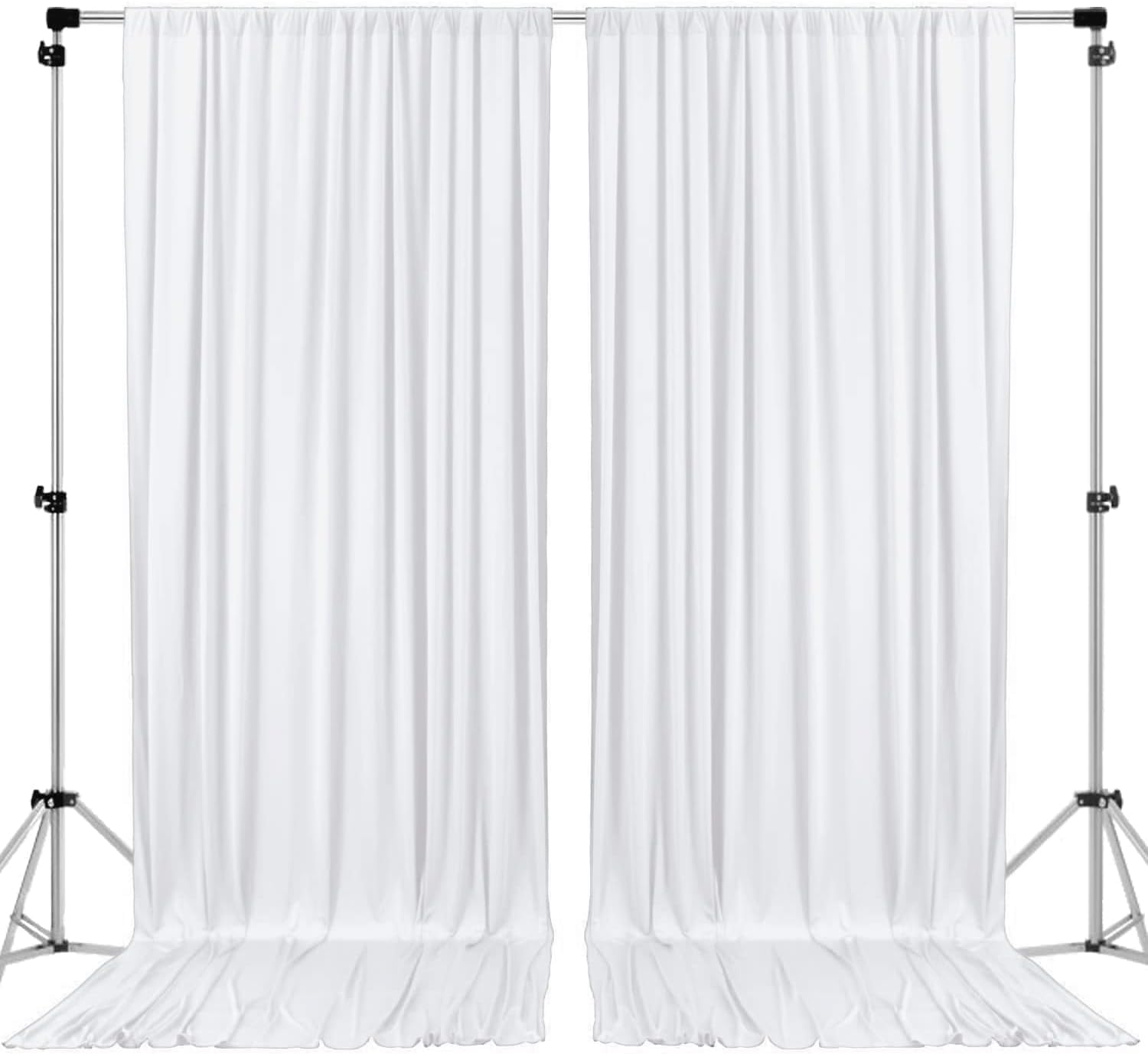 AK TRADING CO. 10 feet x 8 feet IFR Polyester Backdrop Drapes Curtains Panels with Rod Pockets - Wedding Ceremony Party Home Window Decorations - White