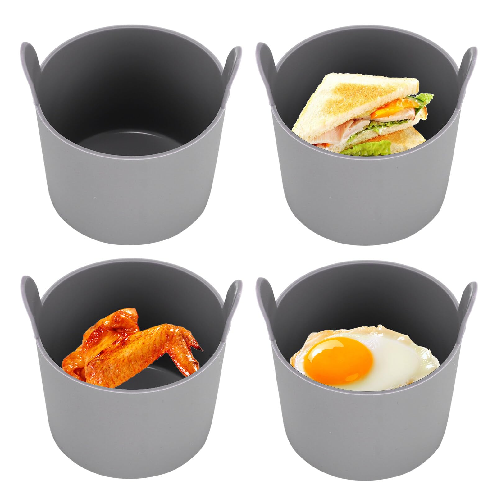 4 Pcs Air Fryer Poached Egg Cups, Ramekins for Air Fryer Silicone Large Muffin Cases Nonstick Egg Poacher Silicone Mould Bakeware Easy Release Ramekins Baking Cups for Muffin Cupcakes Eggs Pudding